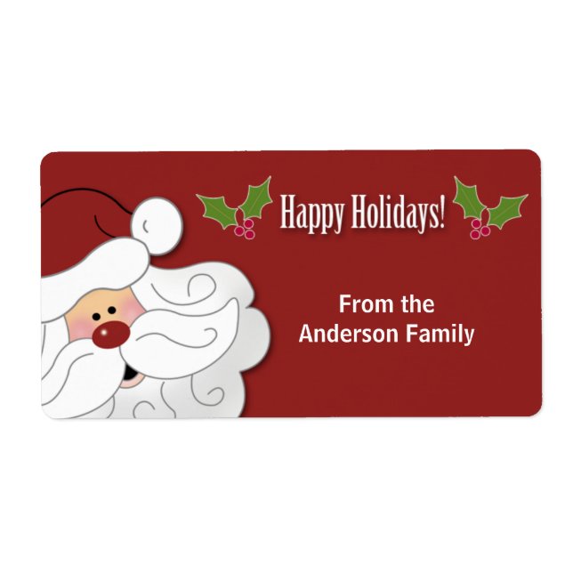 Jultomten Helgdag Baking/Cookie-etikett (röd) Fraktsedel (Framsidan)