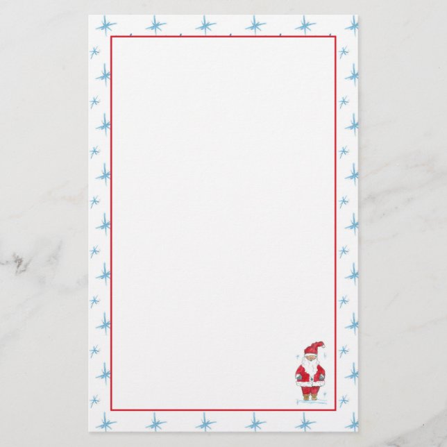 Jultomten Helgdag Blue Snöflingor Brevpapper (Framsida)
