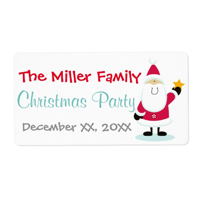 Jultomten Helgdag-etiketter för Vattenflaska Fraktsedel (Framsidan)