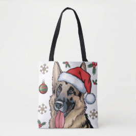 jultomten Helgdag Hund German Shepherd Tote Tygkasse