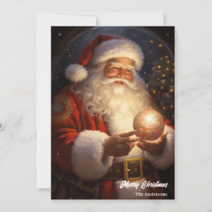 Jultomten helgdag nattens glödande jul boll julkort