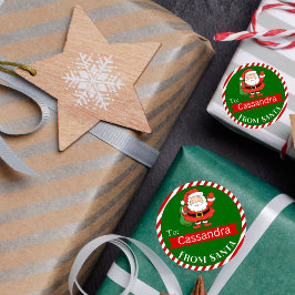 Jultomten Helgdag Round Gift Seal Runt Klistermärke