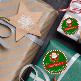 Jultomten Helgdag Round Gift Seal Runt Klistermärke