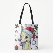 jultomten Helgdag Santa Hund Chihuahua Tote Bag