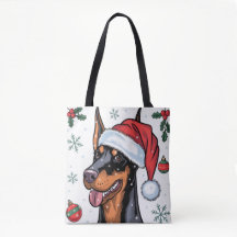 jultomten Helgdag Santa Hund Doberman Tote Bag