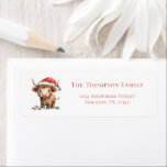 jultomten Highland Cow Return Namn Adress<br><div class="desc">Julen vid Santa Highland Cow Return Namn Adress. Lägg till en färgstark framsynthet i dina Helgdag med den här charmerande höglandskon i baby i en Santa Hat-design,  med ditt namn och din returadress. All text kan vara enkel personlig.</div>