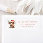 jultomten Highland Cow Return Namn Adress Returadress Etikett<br><div class="desc">Julen vid Santa Highland Cow Return Namn Adress. Lägg till en färgstark framsynthet i dina Helgdag med den här charmerande höglandskon i baby i en Santa Hat-design,  med ditt namn och din returadress. All text kan vara enkel personlig.</div>