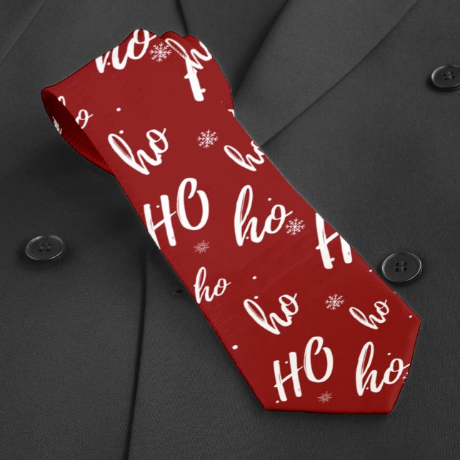 Jultomten Ho Ho Ho Julsnöflingans Mörk Red Slips (Santa Claus Ho Ho Ho Christmas Snowflake Dark Red Neck Tie)