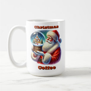 Jultomten Holding a Festive Snö Globe in Winter Kaffemugg