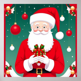 Jultomten Holding A Gift Poster