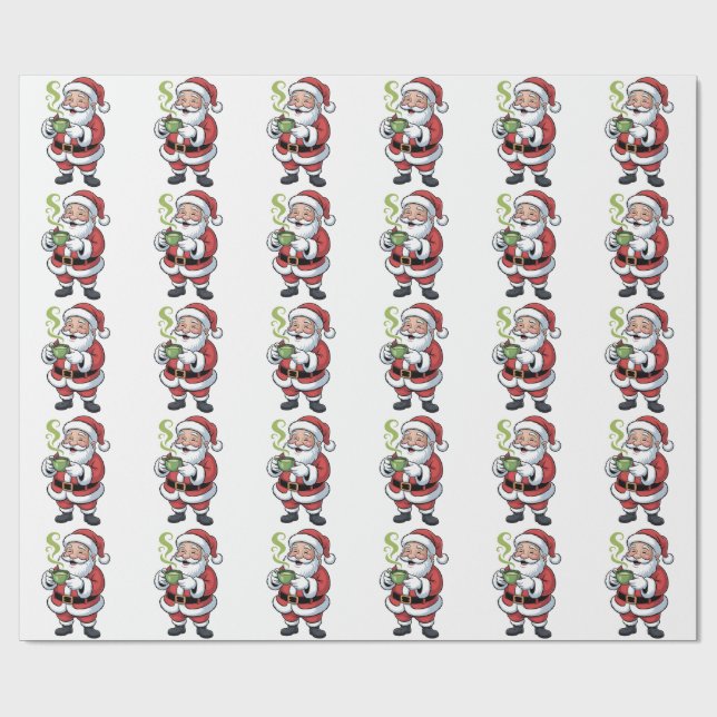 Jultomten Holding Matcha Drink jul Presentpapper (Platt)