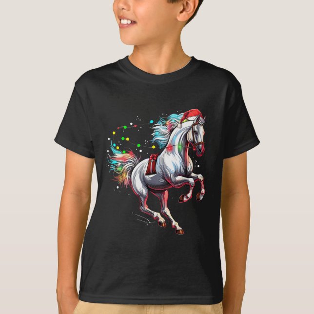 Jultomten Horse Jul Art Horse Riding Dress T Shirt (Framsida)