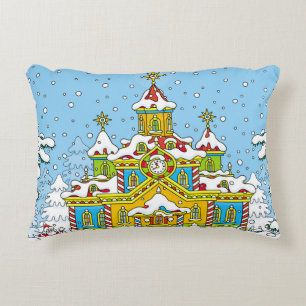 Jultomten housesanta,claus,house,vinter,frost,gr prydnadskudde