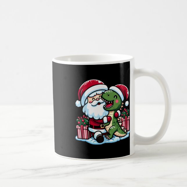 Jultomten Hugger T Rex Dinosaur i Santa Ha Kaffemugg (Höger)