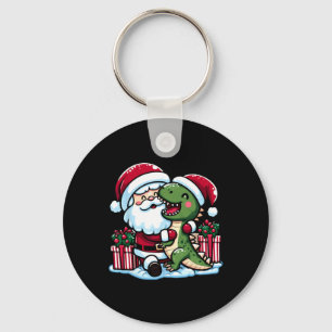 Jultomten Hugger T Rex Dinosaur i Santa Ha Nyckelring