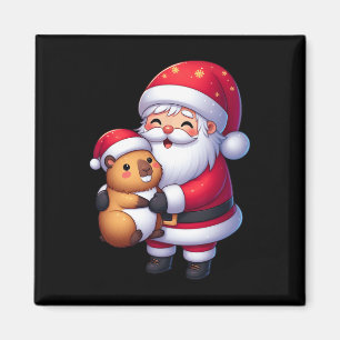 Jultomten Hugs Capybara Funny Julmatchning Magnet