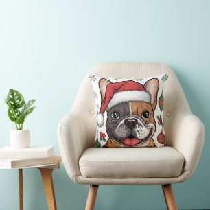 Jultomten Hund Fransk Bulldog Dekorativ kudde