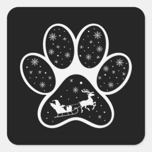jultomten Hund Tass julklappar Fyrkantigt Klistermärke