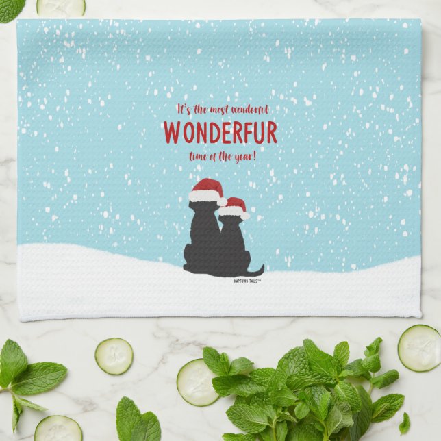 Jultomten Hundar Kitchen Towel Kökshandduk (Vikta)