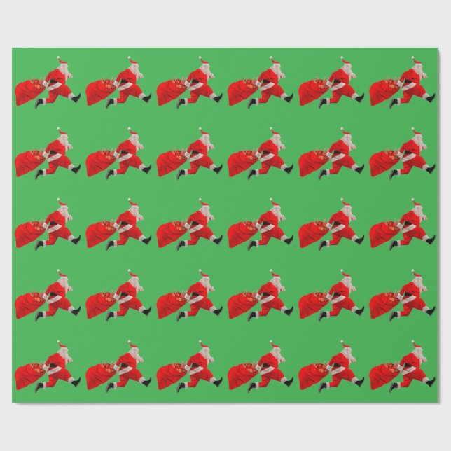 Jultomten Hustle Grönt Wrapping Papper Presentpapper (Platt)