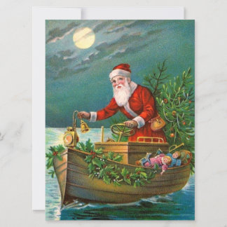 jultomten i Boat Julkort