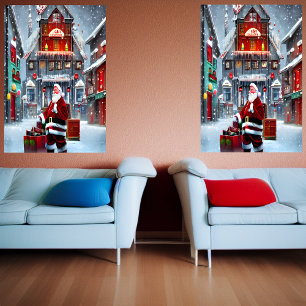Jultomten i byn   AI Art Poster