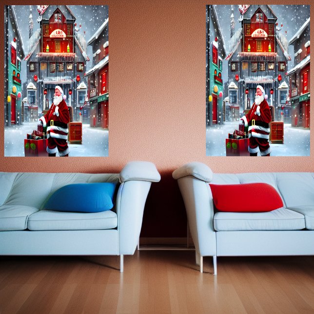 Jultomten i byn | AI Art Poster (Skapare uppladdad)