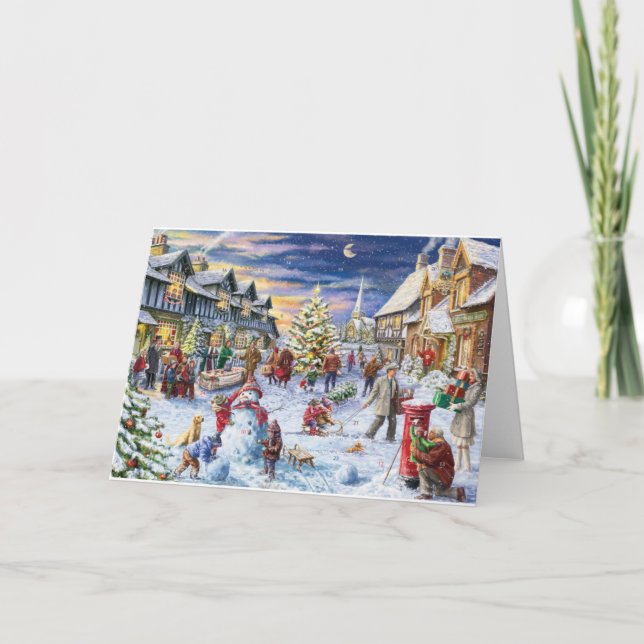 jultomten i byn kort (Framsida)