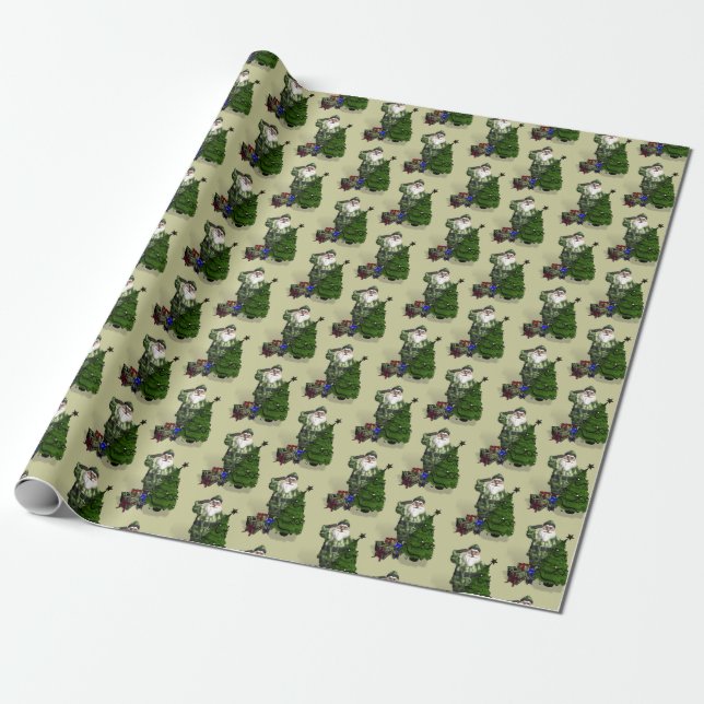 jultomten i Camouflage Dress Presentpapper (Utrullad)