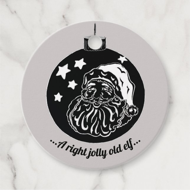 Jultomten i Chalkboard Gåvor Etiketter (Framsida)