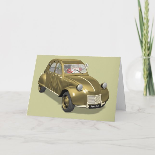 Jultomten i Citroen 2CV Helgkort (Framsida)
