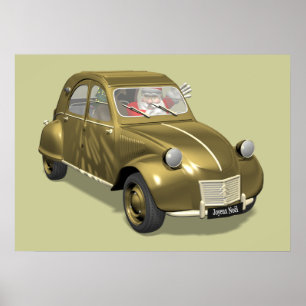 Jultomten i Citroen 2CV Poster