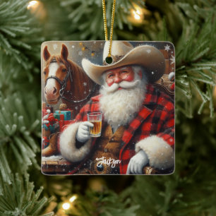 Jultomten i Cowboy Hat-julen Julgransprydnad Keramik