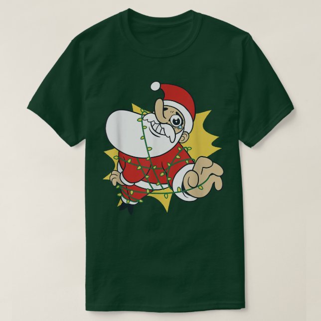 Jultomten i fairy ljus lustig Jultomten Chri T Shirt (Design framsida)