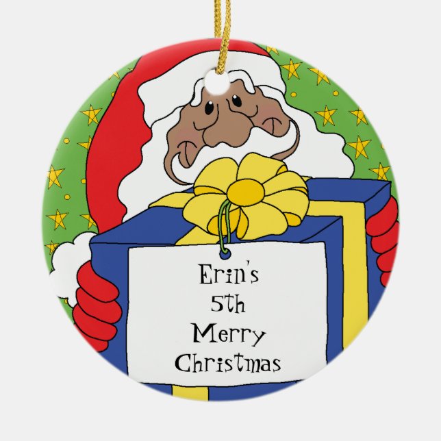 Jultomten i Färg Presenter Julgransprydnad Keramik (Framsidan)