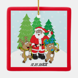 Jultomten i Färg Reindeers Julgransprydnad Keramik