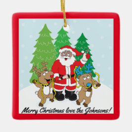 Jultomten i Färg Reindeers Julgransprydnad Keramik