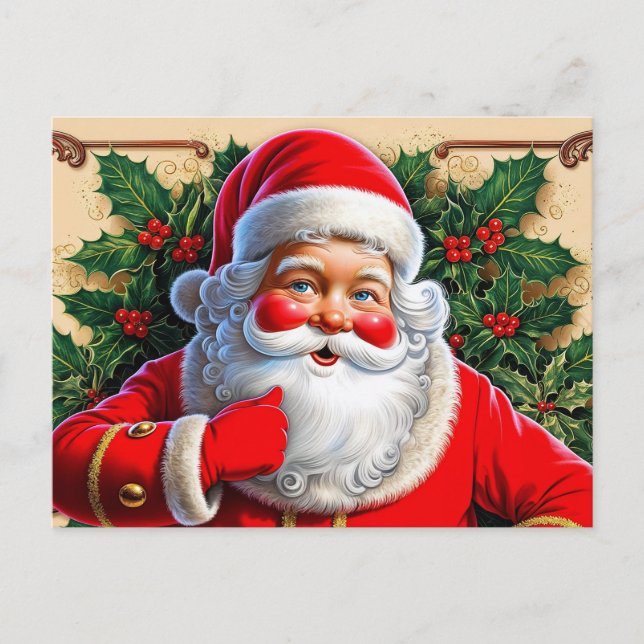 Jultomten i färgad årshelg helg vykort (Framsida)