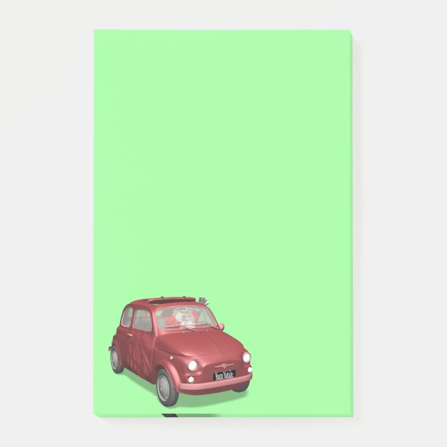 Jultomten i Fiat 500 Post-it Block (Framsida)