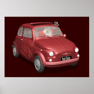 Jultomten i Fiat 500 Poster