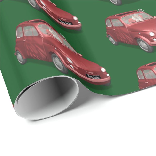 jultomten i Fiat 500 Presentpapper (Rullad Hörn)