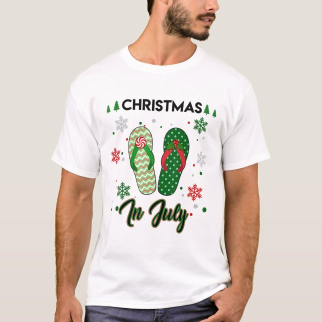 jultomten i Flinflip flops i juli T-shirt Sommaren (Framsida)