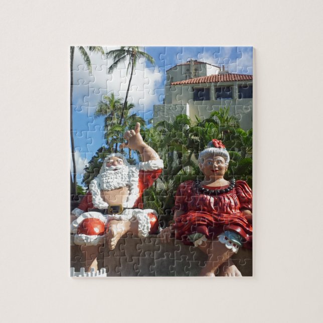 Jultomten i Hawaii Pussel (Vertikal)