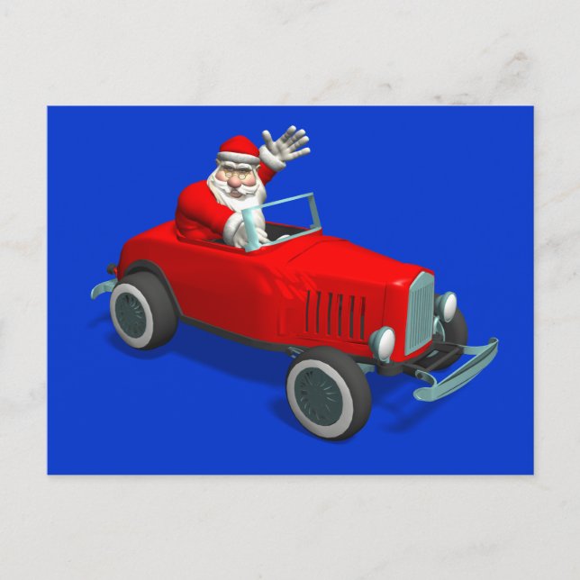 Jultomten i Hot rod Helg Vykort (Framsida)