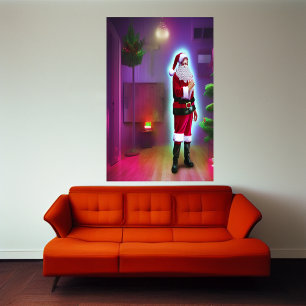 Jultomten i huset AI Art Poster