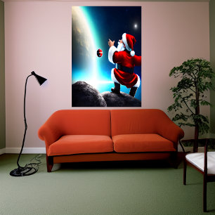 Jultomten i rymden AI Art Poster