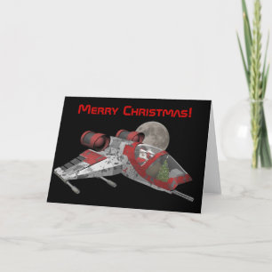 Jultomten i rymdskepp helgkort