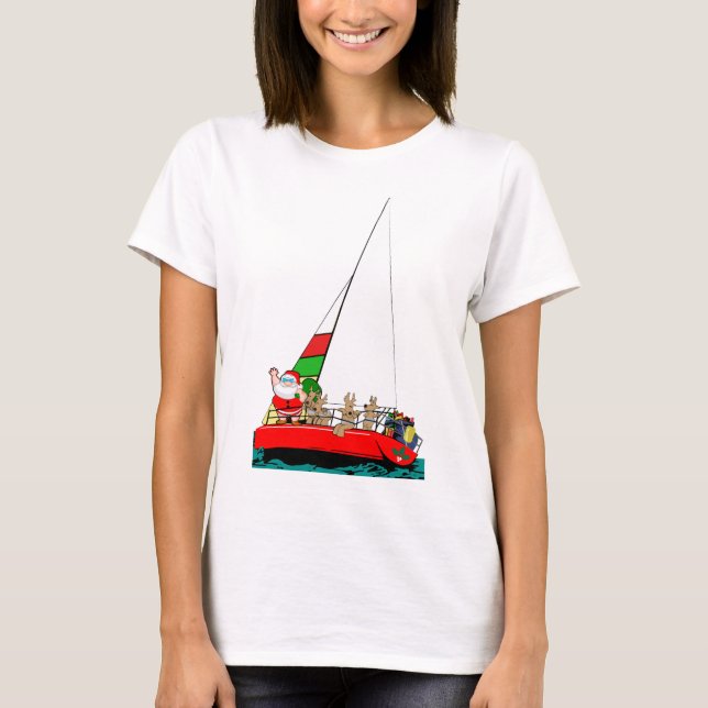 Jultomten i Sailboat-båten... T Shirt (Framsida)