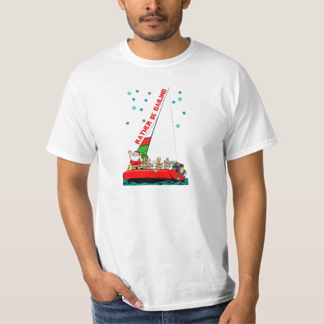 Jultomten i Sailboat-båten... T Shirt (Framsida)