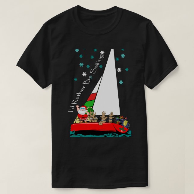 Jultomten i segelbåt t shirt (Design framsida)